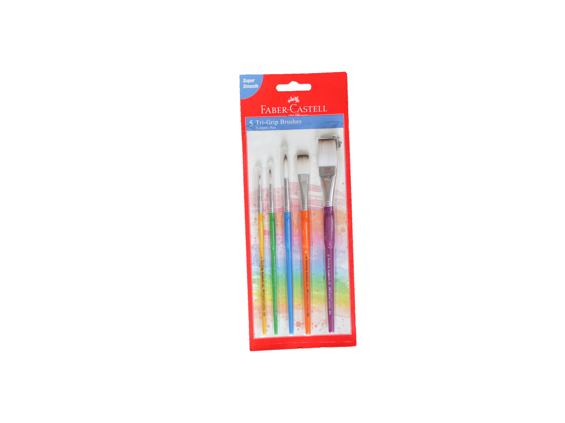 Faber-Castell Grip Paint BrUShes Round & Flat Combination 5Pc 2,6,10, 8 ...